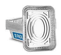 Maridergo - Juego de 10 bandejas grandes de aluminio de 3500 ml, moldes profundos de aluminio muy resistentes para hornear, hornear o almacenar alimentos (32 x 26 x 7 cm)