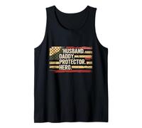 Marido daddy protector héroe día del padre camufa bandera Camiseta sin Mangas