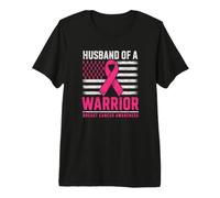 Marido de un Guerrero Bandera de Estados Unidos de concienciación sobre el cáncer de Mama Camiseta Premium