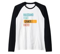 Marido Papá Jugador Héroe Familia Divertido Juego Padre Camiseta Manga Raglan