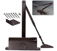 MARIE Cierrapuertas automático con función de bloqueo, cierre hidráulico cerrado para puertas interiores y exteriores de 60-85 kg, instalación de vídeo EN1634-1, color marrón