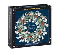 Marie Curie Tarjetas de Navidad con corona de campanillas de nieve, paquete de 10 con sobres