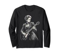 Marie Curie Tocando Guitarra Eléctrica Rocker Humor Manga Larga