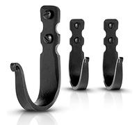 Marie Décor Blacksmith - Ganchos de pared hechos a mano de hierro forjado básico, juego de 3 (negro)