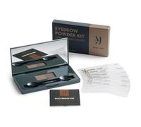 Marie-José - Polvo de cejas Duo Set - Marrón medio y marrón oscuro | Juego de 6 plantillas de polvo para cejas resistentes al agua, pincel y espejo, para cejas marrones