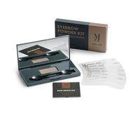 Marie-José - Polvo para cejas, resistente al agua, con plantillas y pincel (rubio oscuro y marrón claro)