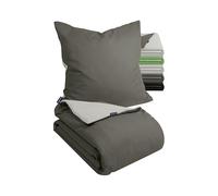 Marie´s Home Velvety 1629.2376 - Juego de cama de 135 x 200 cm, funda nórdica y 1 funda de almohada de 80 x 80 cm, 2 piezas, 135 x 200 cm y 80 x 80 cm, color gris y plateado