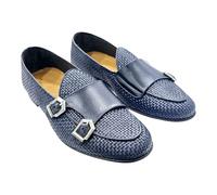 Marié shoes - Mocasin Belga Hombre Piel Trenzada Doble Monk Marino - 42, Marino