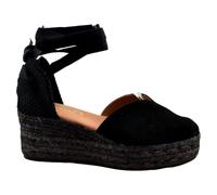 Mariel - Alpargata de Esparto Tipo Valenciana con cuña y Plataforma 284134 Cuero Mujer Color: Negro Talla: 38