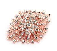 Mariell 14 KT chapado en oro rosa cristal Vintage boda novia broche - impresionante Arte Deco Blush tono Pin