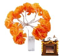 Marigold Garland - LED Artificial Flower Garland | Battery Operated Marigold Flowers, 10 Or 20 Lights | Diwali Decorations, Hindu Altar Decor, Day Of The Dead, Halloween, Wall Or Room Hanging
