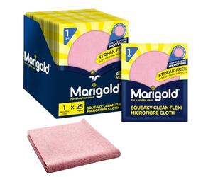 Marigold Squeaky Clean Flexi - Juego de 25 paños de Limpieza de Microfibra sin Rayas, paños multifuncionales Reutilizables para Todas Las Superficies, Lavables a máquina, 32 x 27 cm Cada uno