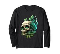 Marihuana Skull Smoke Weed Cannabis 420 Pot Leaf Sugar Skull Manga Larga