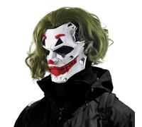 Marikito Máscara de payaso punk con peluca verde, rojo y blanco para adultos