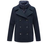 MARIKOO Abrigo corto de invierno para mujer con cuello acolchado (extraíble) en imitación de lana Aylaraa 16 S-3XL, azul marino, XL