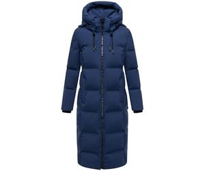 MARIKOO Abrigo de invierno extra largo para mujer, abrigo cálido acolchado con capucha extraíble Tikoraa16 XS-5XL, azul marino, XL