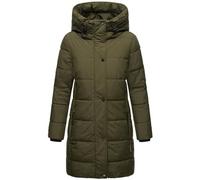 MARIKOO Abrigo de invierno largo para mujer, acolchado con capucha y cuello alto Karumikoo XVI XS-5XL, verde oscuro, S
