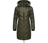 Marikoo - Abrigo de invierno largo para mujer, con capucha ajustable, modelo Armasa, XS-XXL, verde, S