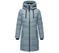 MARIKOO Abrigo de invierno para mujer, abrigo acolchado cálido, largo con capucha ajustable y cuello alto Natsukoo XVI XS-3XL, azul (Powder Blue), S