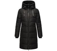 MARIKOO Abrigo de invierno para mujer, abrigo acolchado cálido, largo con capucha ajustable y cuello alto Natsukoo XVI XS-3XL, Negro , S