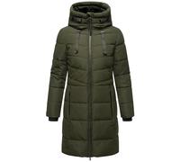MARIKOO Abrigo de invierno para mujer, abrigo acolchado cálido, largo con capucha ajustable y cuello alto Natsukoo XVI XS-6XL, verde oscuro, XL