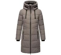 MARIKOO Abrigo de invierno para mujer, abrigo acolchado cálido, largo con capucha ajustable y cuello alto Natsukoo XVI XS-3XL, gris, M