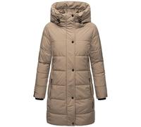 MARIKOO Abrigo de invierno para mujer, acolchado largo con capucha y cuello alto Karumikoo XVI XS-5XL, gris pardo, XXL