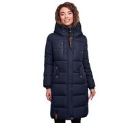 MARIKOO Abrigo de invierno para mujer con capucha y acolchado B941, azul marino, M