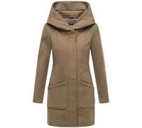 MARIKOO Abrigo de lana para mujer Gabardina con capucha Maikoo XS-5XL, marrón piedra, M