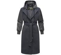 MARIKOO Abrigo largo de entretiempo para mujer en mezcla de materiales con capucha extraíble y cinturón Tjadee 16 XS-3XL, antracita, S