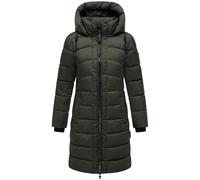 MARIKOO Abrigo largo de invierno para mujer, abrigo acolchado cálido con capucha desmontable Kaltnäschen 16 S-3XL, verde oscuro, L