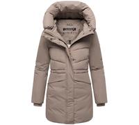 MARIKOO Abrigo largo para mujer, chaqueta de invierno cálida con capucha y cordón en la cintura Delilah 16 XS-5XL, gris pardo, M