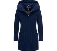MARIKOO Abrigo para mujer con aspecto de abrigo de lana, cálido trench impermeable con capucha Maikoo XS-5XL, azul marino, S