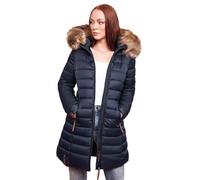 MARIKOO B647 - Chaqueta de invierno para mujer, acolchada, gesteppt, azul marino, 3XL