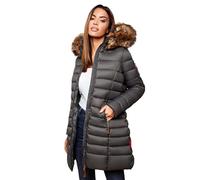 Marikoo B647 Chaqueta de invierno para mujer, acolchada, larga antracita S