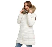 MARIKOO B647 - Chaqueta de invierno para mujer, acolchada, para invierno, blanco roto, S