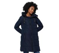 MARIKOO B978 - Chaqueta de invierno larga para mujer, tipo acolchada con forro de peluche, azul marino, M