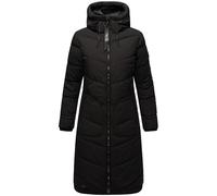 Marikoo Benikoo - Chaqueta larga acolchada de invierno con capucha para mujer, largo hasta la rodilla, tallas XS-5XL, Negro -, XS