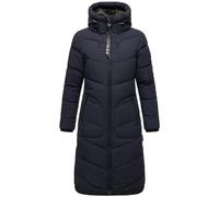 Marikoo Benikoo - Chaqueta larga acolchada de invierno con capucha para mujer, largo hasta la rodilla, tallas XS-5XL, marino, XS