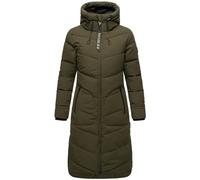 Marikoo Benikoo - Chaqueta larga acolchada de invierno con capucha para mujer, largo hasta la rodilla, tallas XS-5XL, Oliva oscuro, XS