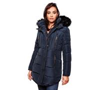 MARIKOO Cálida chaqueta de invierno para mujer, parka acolchado, abrigo largo B401, azul, XS