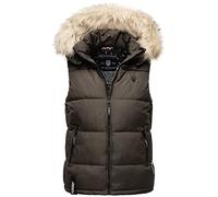 MARIKOO Chaleco de invierno para mujer con capucha y cuello de piel B896