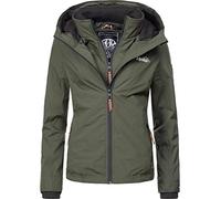 MARIKOO Chaqueta corta de entretiempo para mujer, con forro polar suave y capucha grande, talla XS-XXL, verde oliva, L