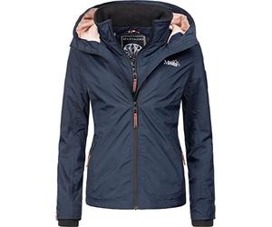 Marikoo chaqueta corta de entretiempo para mujer, ligera con forro de felpa y gran capucha, color fresa, tallas XS-XXL, azul marino, XXL