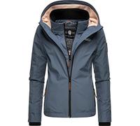 Marikoo chaqueta corta de entretiempo para mujer, ligera y con forro de felpa, chaqueta de exterior con gran capucha, color fresa, tallas XS-XXL, Dusty Blue, L