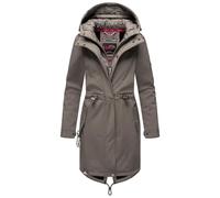 MARIKOO Chaqueta de entretiempo para mujer, abrigo softshell impermeable transpirable con capucha Mount Presanella S-3XL, gris oscuro, L
