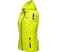 MARIKOO Chaqueta de entretiempo para mujer, chaleco ligero acolchado con capucha extraíble, diseño de pata de conejo XS-3XL, verde neón, XL
