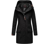 MARIKOO Chaqueta de entretiempo para mujer Softshell transpirable con capucha Mayleen XS-5XL, Negro , XL