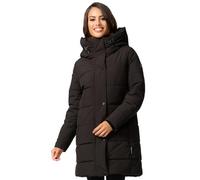 MARIKOO Chaqueta de invierno para mujer acolchada chaqueta de invierno de transición chaqueta acolchada larga cálida con capucha B987, Negro , XL