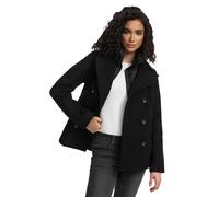 MARIKOO Chaqueta de invierno para mujer (S-3XL) - Chaqueta Kaban con 4 bolsillos, cuello alto y forro (extraíble), chaqueta cálida para mujer - N044, Negro , L